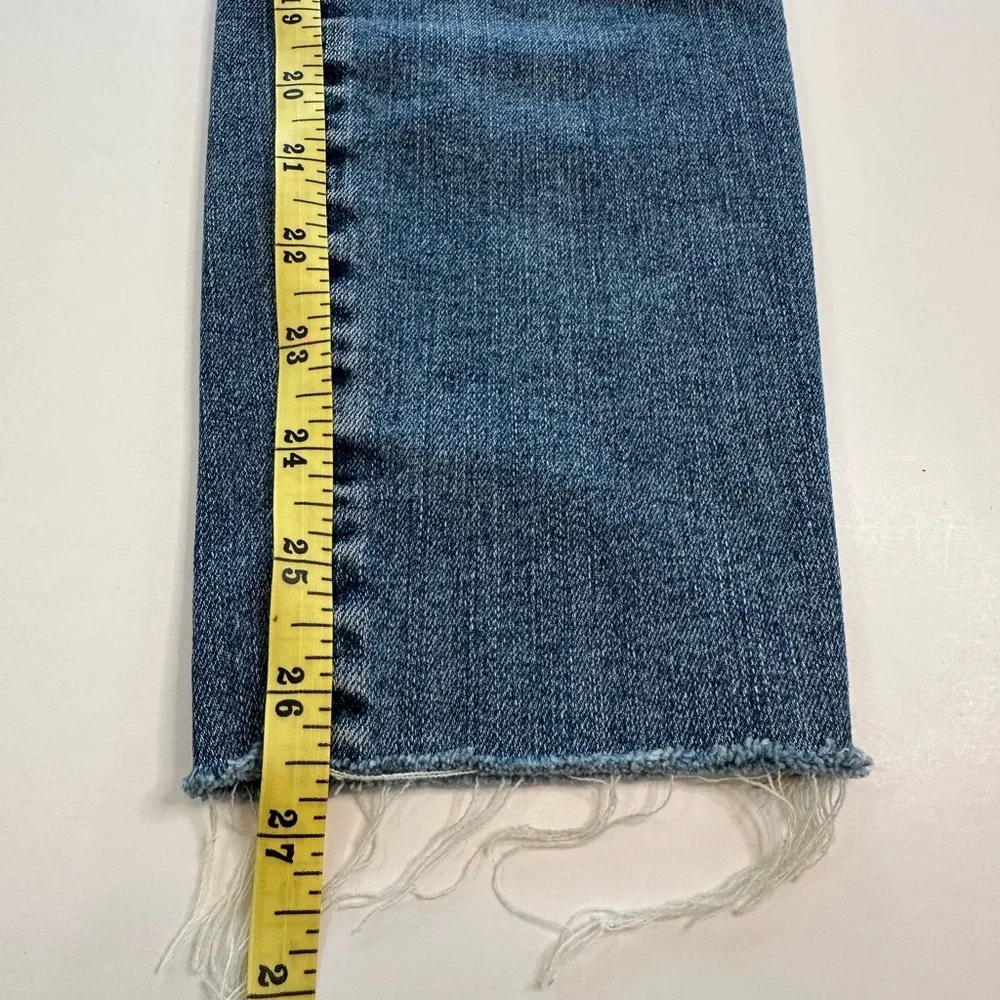 J. Crew Jeans 9” Toothpick Button Fly Raw Hem Medium Blue Denim Women’s Size 28